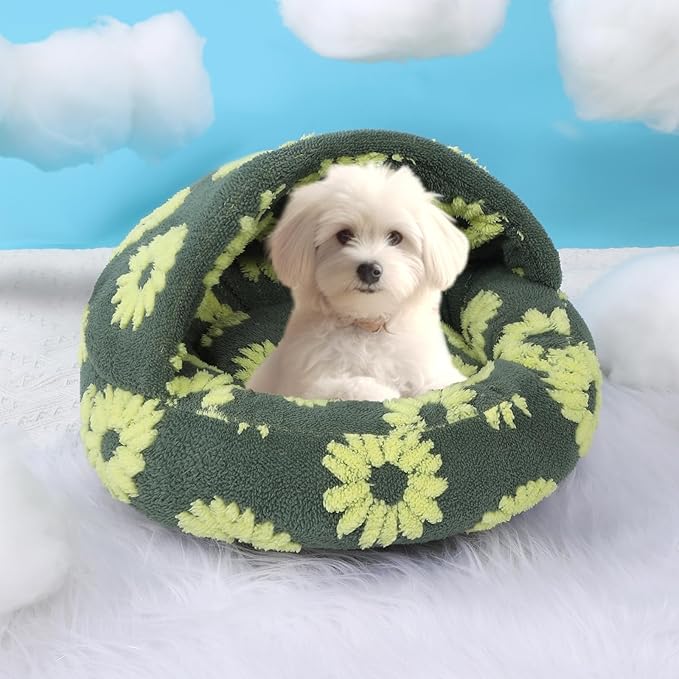 Dog Beds for Small Dogs, Cat Bed Cave, Washable Cute Cat Bed, Cozy Nook Pet Bed for Dogs or Cats, Anti-Slip Puppy Bed Fits up to 12 lbs Pets(Yellow, 20" x 20")