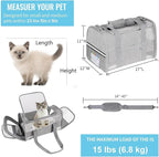 Pet Carrier Soft Side Cat Carrier Collapsible Travel Puppy Carrier Bag TSA Airline Approved Kitten Carrier Bag for 15 lbs Small Pets (Gray)