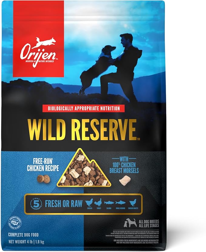 ORIJEN Wild Reserve Dry Dog Food Free-Run Chicken Recipe 4lb Bag