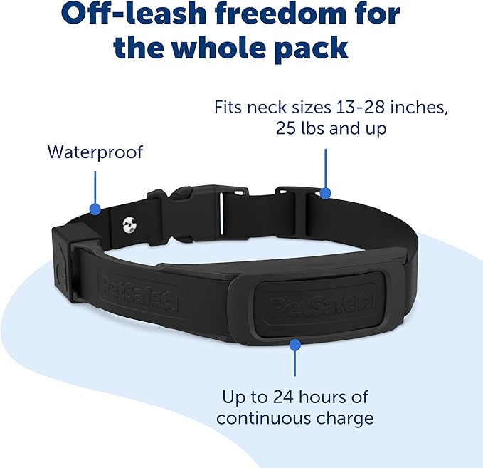 PetSafe Guardian GPS Dog Fence Add-A-Dog Collar - Add-On for Guardian GPS Dog Fence System - Backed with AccuGuard Technology - Tone, Vibration & 10 Levels of Static Correction - Black