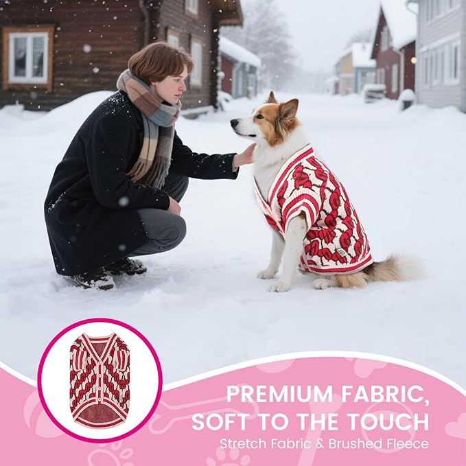 Pet Sweaters for Dogs Boys and Girls, Dynamic Letter Patterned Dog Sweater,Dog Cardigan,Pet Clothes,Pet Knitted Clothing,Fit for Different Seasons and Kinds of Dogs (Pink XS)