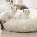 Anti Anxiety Round Fluffy Plush Faux Fur Warm Washable Dog Bed & Cat Bed, Original Bed for Small Medium Large Pets,Used to Relieve Joints and Improve Sleep（20"/24"/27''） (27", White)