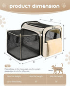 MIDOG Cat Carrier Soft for Small to Medium-Sized Cats,Up to 15 Lbs, TSA Airline Approved Soft Sided Pet Carrier,Collapsible Travel Cat Bag(Beige)