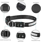 MASBRILL Light Up Dog Collars - LED Dog Collar Rechargeable Lighted Dog Collar Resistant-Water Night Walking Glow Dog Collars