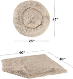 Best Friends by Sheri Bundle Set The Original Calming Shag Donut Cuddler Cat and Dog Bed + Pet Throw Blanket, Taupe, Small, 23x23