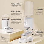 CZPET Automatic 6L Dog and Cat Water Dispenser with Stainless Steel Bowl Gravity Waterer,100% BPA-Free,Large Capacity and Drinking Area Noise-Free for Pets(6L Water Dispenser, White)