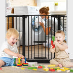 37 Inch Tall Baby Gate with Cat Door, Adjustable 29.55" and -46.06",Auto Close Pet Gate Easy Walk Thru Pet Door for Stairs, Doorway, House, Pressure Mounted Safety Child Gates