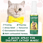 Organic Catnip & Silvervine Spray for Cats & Kittens - Extra Strength Calming Formula with Double Plant Power, Stress & Anxiety Relief, Renews Toys/Scratchers(2 Oz) (30ML)