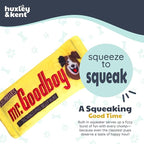 Huxley & Kent Funny Dog Toy w/Squeaker – Power Plush Squeaky Dog Toys for Small, Medium & Large Dogs – Soft Stuffed Animal for Indoor Play & Fetch - Mr Goodboy, Small