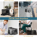 Petsfit Expandable Pet Carrier for Cat Or Puppy Up to 18 Pounds, Square Extension Add More Space, Washable Soft Pet Carrier for Home Outdoor Travel, 19"X12" X12" Gray