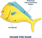 Ocean Collection Dog Toys | Jumbo Sized Mandi The Mahi Mahi | Cute, Durable, & Sustainable Plush Chew Toys for Dogs 50 lbs & up | Eco Friendly & 100% Recycled Materials