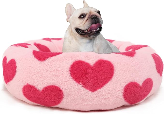 Dog Beds for Small Dogs Pink Princess Round Calming Anti Anxiety Doggie Bed Small Cute Puppy Bed 23 Inch