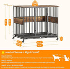 Dog Crate Furniture for Extra Large Dogs, 47 Inch Indoor Kennel, Wooden Pet Cage Decorative Corner End Table with Caster Wheels & Double Removable Tray,Rustic Brown