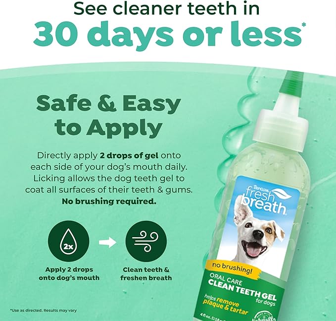 TropiClean Fresh Breath No Brushing Clean Teeth Dental & Oral Care Gel for Dogs, 4oz - 3 Pack