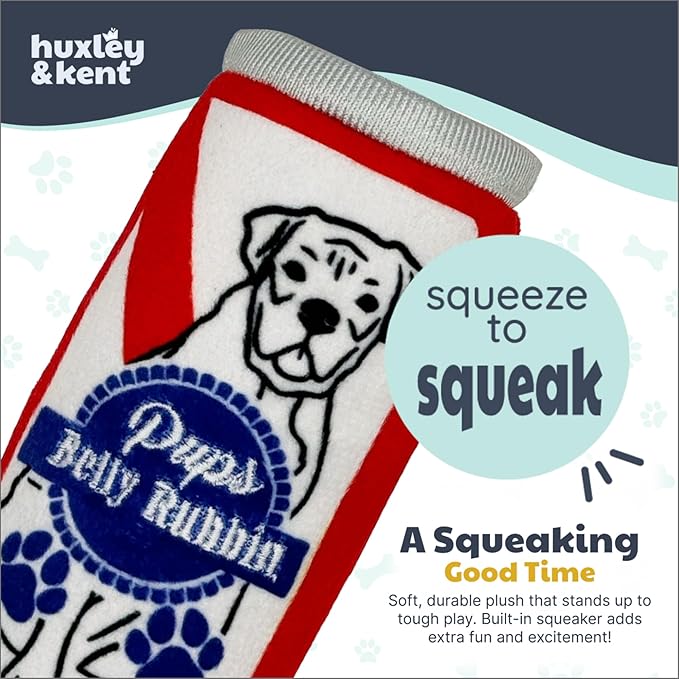 Huxley & Kent Funny Dog Toy w/Squeaker – Power Plush Squeaky Dog Toys for Small Dogs – Durable Small Stuffed Animal for Indoor Play & Fetch - Tiny Tuff Pups Belly Rubbin