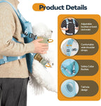 Pet Dog Front Carrier Backpacks, Legs Out Secure-Fit Dog Front Carrier for Small Dogs Up to 17 lbs, Adjustable Hands Free Pet Chest Carrier for Hiking Cycling (M, Blue)