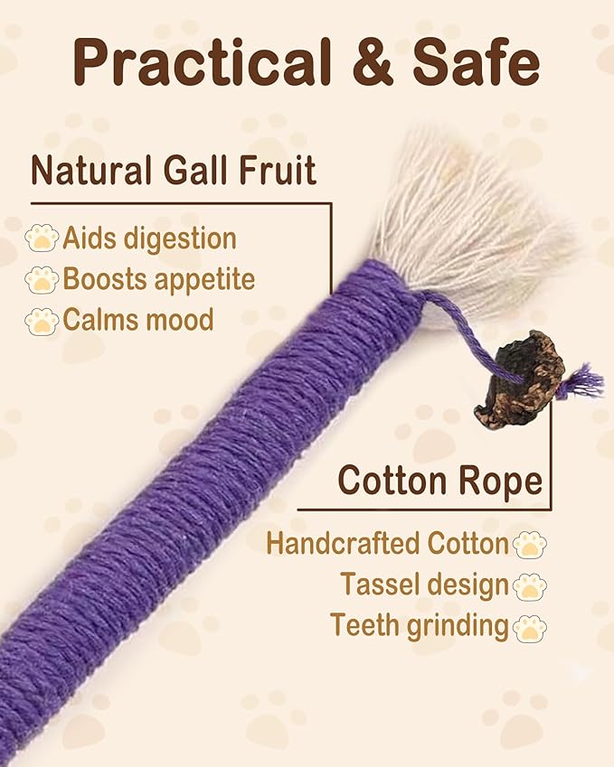 Cat Chew Rope Toys 6Pcs with Catnip, Indoor Cat Teething Toys for Kittens, Interactive Catnip Kitty Toys for All Breeds (3PCs Chew Rope & 3PCs Silvervine Sticks)