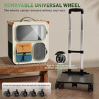 Cat Carrier with Wheels, Soft Rolling Pets Carrier Collapsible on Wheel Pet Handbag Cats Backpack, Dog Carriers up to 23 LBs Removable Cat Bag for Small Dogs Medium Cats Outing(NOT for TSA)