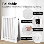 Wooden Freestanding Pet Gate, Pet Gate for Dogs, 29.5inch 4-Panel Wooden Dog Fence with 2 Support, Feet Folding Dog Gate for Indoor, Doorway, Stairs, Kitchen, 81.5“L×30”H (White)