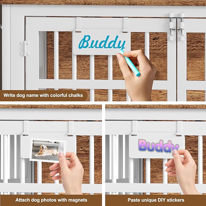 EasyCom 41"/33"/27" L Heavy Duty Dog Crate Furniture with Name Tag, Dog Kennel Indoor for Medium Dogs, Double-Doors Sturdy Metal Dog Cage for Anxiety Dog, Decorate House as TV Stand, End Table