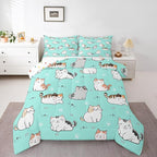 Erosebridal Girls Pink Cat Comforter King Cute Animal Bedding Set for Boys Cartoon Pet Bedding Comforters & Sets Kawaii Kitten Duvet Set for Toddlers Kids Bedroom Microfiber All Seasons Quilt Set 3pcs