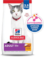 Hill's Science Diet Adult 11+, Senior Adult 11+ Premium Nutrition, Dry Cat Food, Chicken Recipe, 3.5 lb Bag