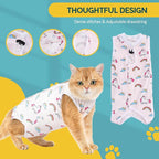 Avont Cat Recovery Suit - Kitten Onesie for Cats After Surgery, Cone of Shame Alternative Surgical Spay Suit for Female Cat, Post-Surgery or Skin Diseases Protection -Rainbow(M)