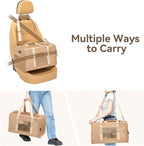 Petsfit 19x12x12 Pet Carrier for Large Cats (up to 20 lbs), Soft-Sided Small Dog Travel Carrier, Upgraded with Patented Buckle and Soft Padding, Ideal for Car Road Trips,Khaki