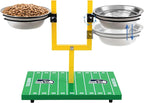 NFL Seattle Seahawks Goalpost Football Field Dog Feeder – Adjustable Elevated Dog Bowls with Stand, 2 Stainless Steel Bowls, Non-Slip Rubber Feet, Raised Pet Feeder for Large & Small Dogs, Cats.