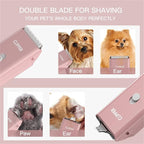 2-in-1 Professional Dog Grooming Kit - Low Noise, Waterproof, USB Rechargeable, and Safe Ceramic Blade - Gift for Dogs and Cats (Pink)