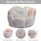 Hollypet Cozy Cat Beds for Indoor Cats - Cute Cactus Pet Bed, Fluffy Puppy Bed, Non-Slip Extra Small Dog Bed, Gray