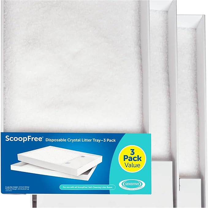 PetSafe ScoopFree Disposable Crystal Cat Litter Tray - Easy Cleaning Box - Refill Tray for Electric Litter Box - Fragrance Free - 4.3 lb Bags - 3 Pack