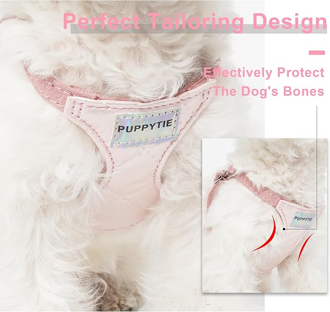 No Pull xs Dog Harness with Multifunction Dog Leash,Soft Adjustable No Choke Escape Proof Pet Harness Vest,Glossy Pink,XXS