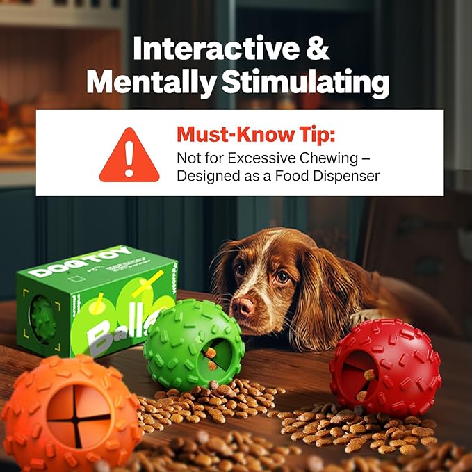 Treat Dispensing Dog Toys - Interactive Cognitive Dog Treat Toy,Puzzle Ball for Puppies & Small Dogs,Promotes Slow Eating, Reduces Stress,Perfect for Fetch,Chewing & Training