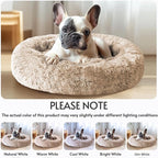 JOLLYVOGUE Calming Dog & Cat Bed for Small Dogs, Anti-Anxiety Donut Cuddler Cozy Soft Round Bed with Anti-Slip Bottom, Fluffy Faux Fur Plush Cushion Beds for Small Medium Dogs (27")
