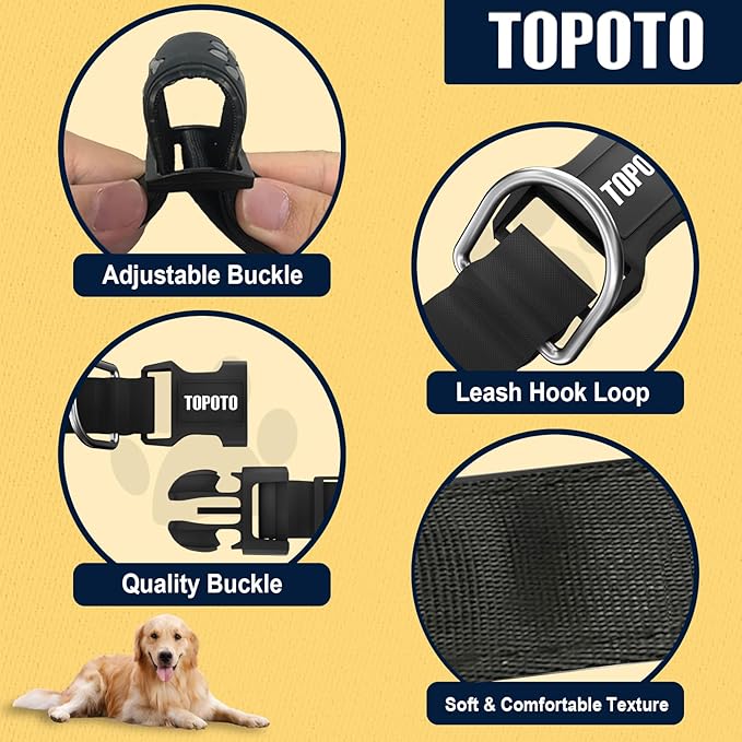 Dog Collar Light, 3D Design Light Up Dog Collars, Adjustable Glow in The Dark Dog Collar Rechargeable Night Walk Safety Collar for Small Dogs, Black