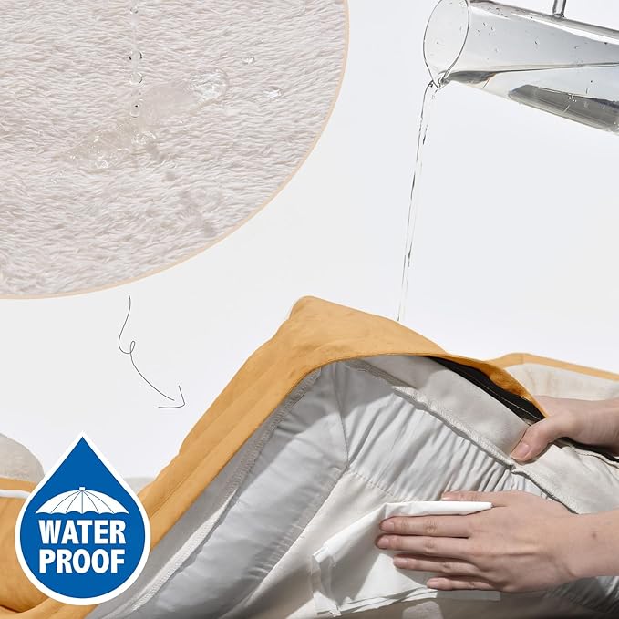 Comfort Expression Extra Large Dog Beds, XL Dog Beds Waterproof, Orthopedic Washable Dogs Beds with Bolster, Pet Sofa Couch with Removable Cover & Non-Slip Bottom(X-Large,Khaki)