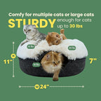 CATTASAURUS Peekaboo Cat Cave for Multiple & Large Cats Up to 30-45 Lbs, Fluffy Cat Beds for Indoor Cats, Scratch Detachable & Washable Tunnel Bed, Comfy Donut Cat Cave (Dark Gray, Large (Calming))