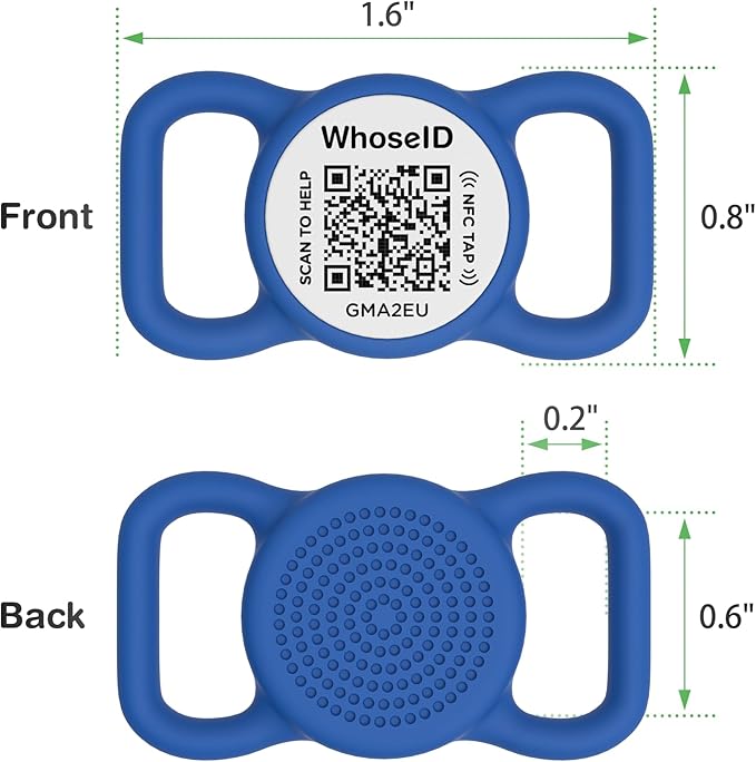 QR Code Dog Tag with NFC, Personalized Pet ID Tag, Silicone Dog ID Tag, Modifiable Pet Online Profile, Multiple Emergency Contact, Scan QR Code Send GPS Location Email (Small, Navy Blue)