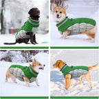 FUAMEY Dog Coat for Large Dogs,Waterproof Dog Winter Jacket with Harness Built in Puppy Cold Weather Coats Reflective Pet Vest with Zipper Warm Fleece Dogs Snowsuit Windproof Green XXXL