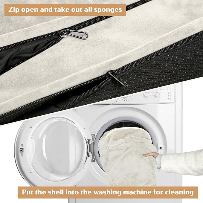 Comfort Expression Orthopedic Jumbo Dog Beds Waterproof, Extra Large Dog Beds Jumbo Breed, PV Washable Pet Sofa Couch with Removable Cover & Non-Slip Bottom(Beige)