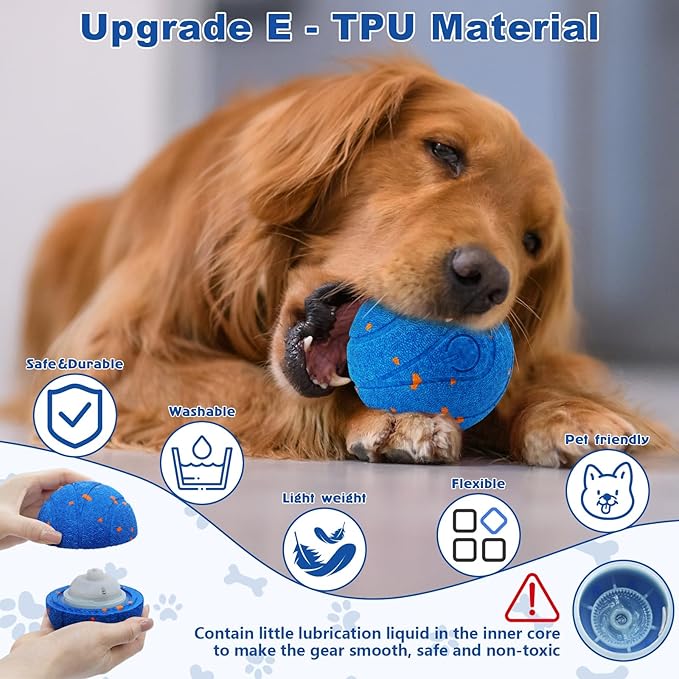 Magicorange Interactive Dog Toys,Automatic Rolling Dog Ball Toys,Dogs Rolling Effect Tennis Balls Herding Balls for Puppy/Small/Medium/Large Dogs (Blue)