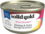 Solid Gold Wet Cat Food Shreds in Gravy - Healthy Canned Cat Food Made w/Real Tuna, Shrimp, Vitamins, Minerals & Taurine - Grain Free & Gluten Free Canned Meals for Cats & Kittens - 24ct/3oz Can
