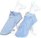 MAMORE Dog Raincoat Reversible,Waterproof Dog Rain Coat Hooded Slicker Poncho with Reflective Strip, Plaid Double Layer Rain Jacket for Small Medium Large Dogs (Light Blue, XX-Large)