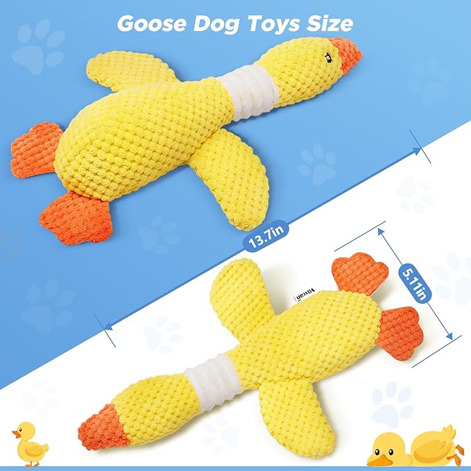 Vitscan Durable Dog Toys for Small Large Dogs, Dog Chew Toy for Not Aggressive Chewers, Tough Squeaky Interactive Dogs Toys for Puppies Plush Puppy Toys Goose Pet Toy Puppy Chew Toys for Teething