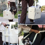 Small Dog Carriers Purse Bag,Gray,Recommand for Gentle/Lazy Adult Pets,Cats,Fashion Womans Totes Style Lightweight Pups Kitties Bunny Go to Vet Picnic Outdoor