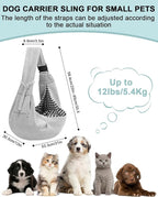 Dog Carrier Sling for Small Dogs and Cats(0 to 12 lbs), Puppy Sling Carrier with Adjustable Strap, Travel Safety Harness, Hands-Free Pet Carring Holder Travel Bag for Outdoor, Gray