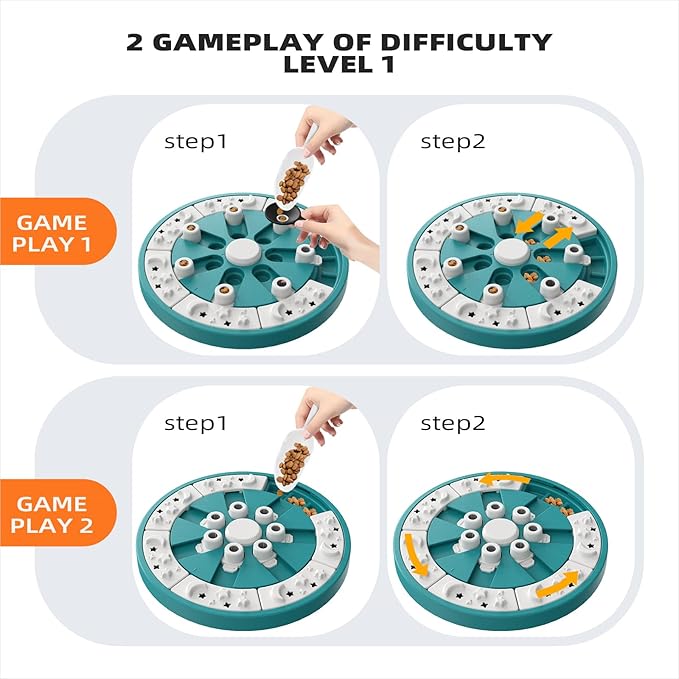 KADTC Level 2 in 1 Dog Puzzle Toys For Small/Medium/Large Dogs Food Puzzles Feeder Puppy Mental Stimulation Stimulating Enrichment Toys Interactive Mind Treat Game Boredom Buster Holiday Birthday Gift