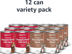 Amazon Basics Chopped Ground Dinner Wet Dog Food Variety Pack, Filet Mignon Flavor and with Beef, Made with Natural Ingredients, 13.2oz Cans (Pack of 12)