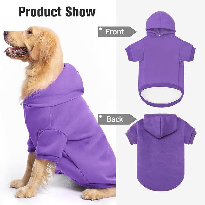 BINGPET Dog Hoodies - Fleece Lined Fall Dog Puppy Sweatshirt Soft Warm Sweater Winter Hooded Clothes for Small Medium Large Dogs & Cats
